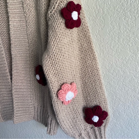 Anthropologie Beige and Pink Floral Cardigan - Picture 7 of 12